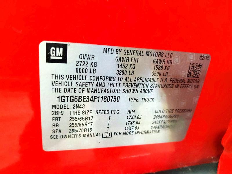 Продаж на аукціоні авто 2015 Gmc Canyon, vin: 1GTG6BE34F1180730, номер лоту: 53872166