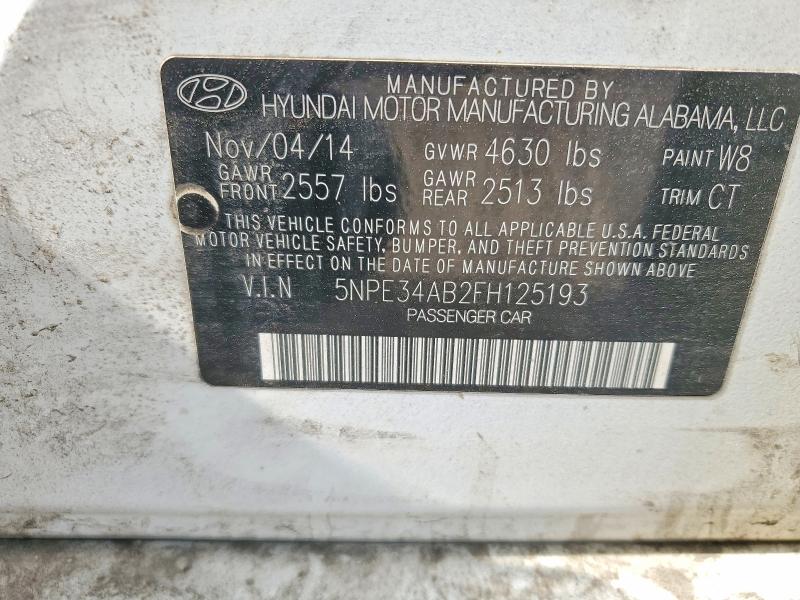 52826976 :رقم المزاد ، 5NPE34AB2FH125193 vin ، 2015 Hyundai Sonata مزاد بيع