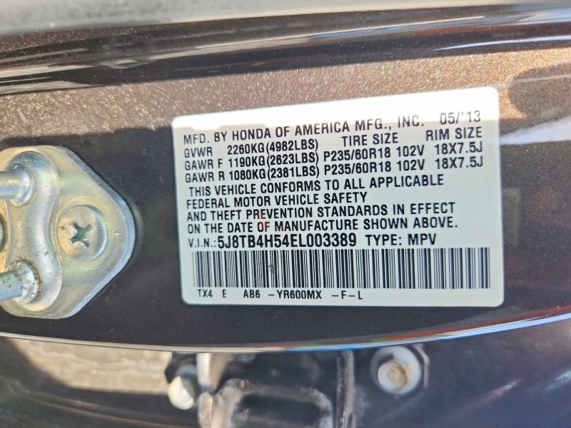 51861926 :رقم المزاد ، 5J8TB4H54EL003389 vin ، 2014 Acura Rdx مزاد بيع