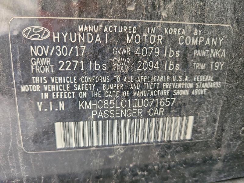 Продажа на аукционе авто 2018 Hyundai Ioniq, vin: KMHC85LC1JU071657, номер лота: 53266766