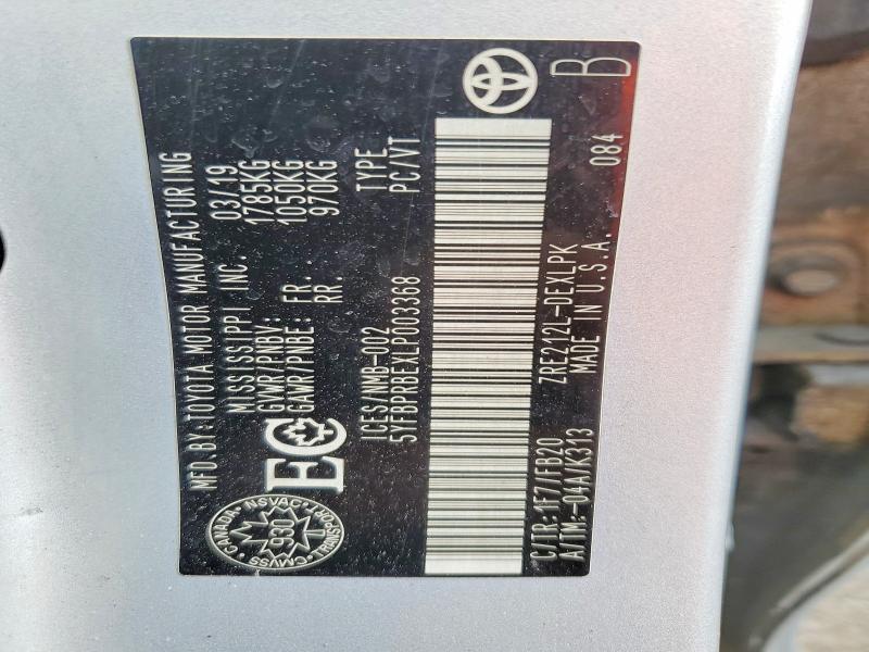 53266536 :رقم المزاد ، 5YFBPRBEXLP003368 vin ، 2020 Toyota Corolla مزاد بيع