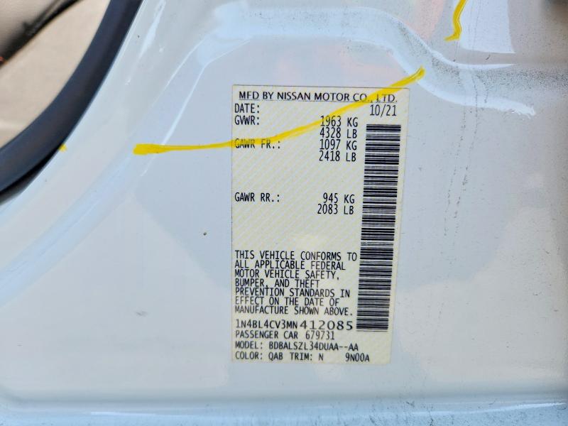 Продаж на аукціоні авто 2021 Nissan Altima, vin: 1N4BL4CV3MN412085, номер лоту: 52516786