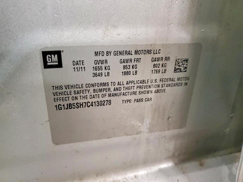 Продаж на аукціоні авто 2012 Chevrolet Sonic, vin: 1G1JB5SH7C4130278, номер лоту: 53777526