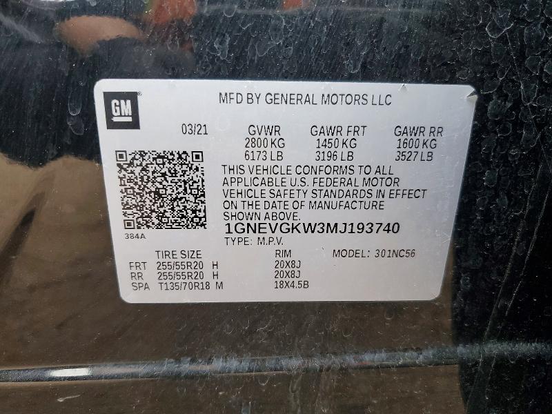 Продажа на аукционе авто 2021 Chevrolet Traverse, vin: 1GNEVGKW3MJ193740, номер лота: 53365936