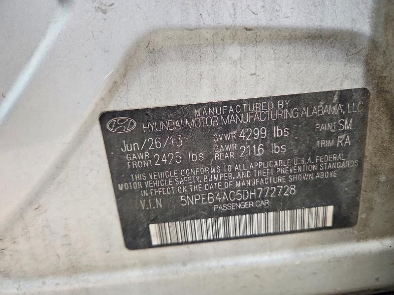 51136866 :رقم المزاد ، 5NPEB4AC5DH772728 vin ، 2013 Hyundai Sonata مزاد بيع