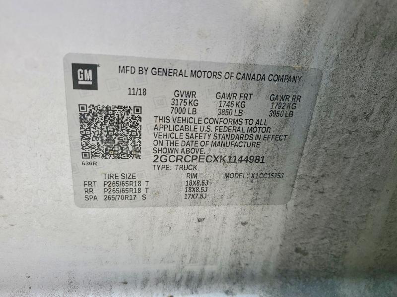 Aukcja sprzedaży 2019 Chevrolet Silverado Ld, vin: 2GCRCPECXK1144981, numer aukcji: 54790096