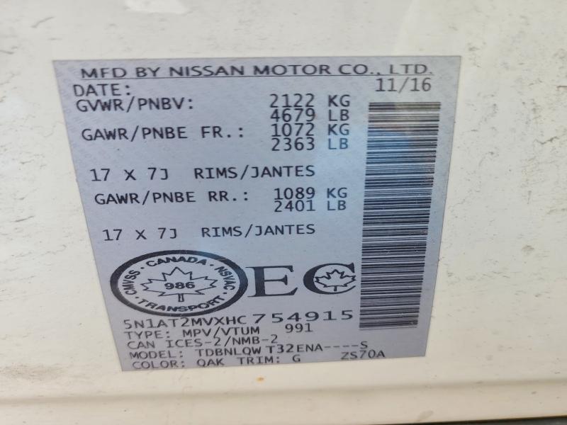 Продажа на аукционе авто 2017 Nissan Rogue, vin: 5N1AT2MVXHC754915, номер лота: 53263956
