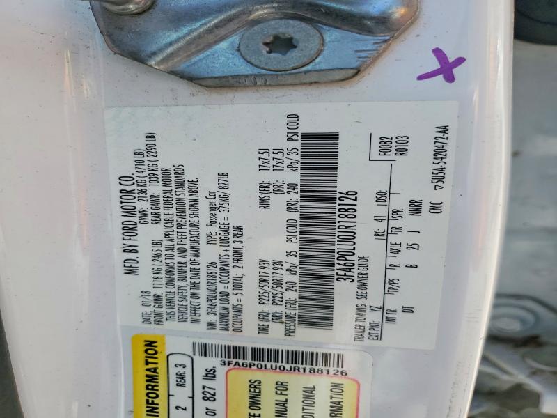 2018 Ford Fusion მანქანა იყიდება აუქციონზე, vin: 3FA6P0LU0JR188126, აუქციონის ნომერი: 54018356