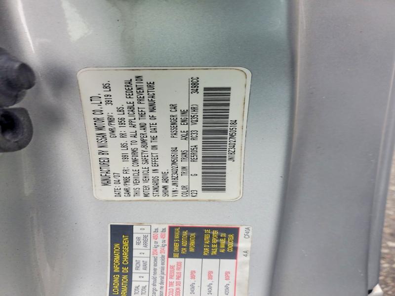 55425716 :رقم المزاد ، JN1BZ34D27M505184 vin ، 2007 Nissan 350z مزاد بيع