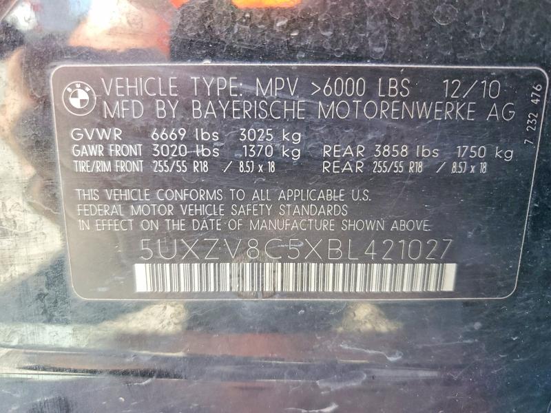 Продаж на аукціоні авто 2011 Bmw X5, vin: 5UXZV8C5XBL421027, номер лоту: 54726256
