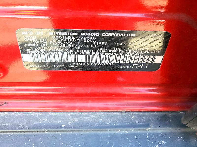 Продаж на аукціоні авто 2019 Mitsubishi Outlander, vin: JA4AD3A3XKZ022521, номер лоту: 53885426