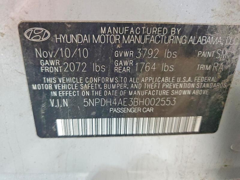 Продажа на аукционе авто 2011 Hyundai Elantra, vin: 5NPDH4AE3BH002553, номер лота: 53018636