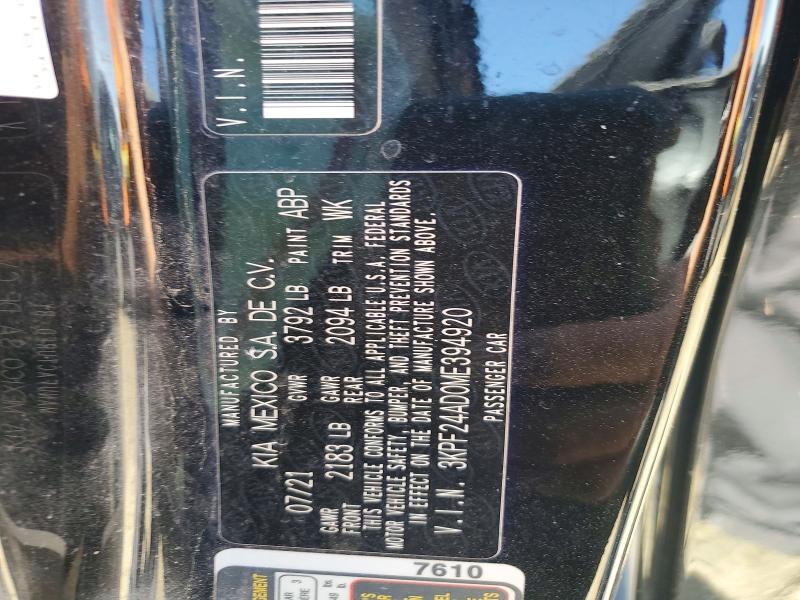 52186946 :رقم المزاد ، 3KPF24AD0ME394920 vin ، 2021 Kia Forte مزاد بيع