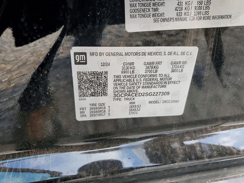 Aukcja sprzedaży 2025 Chevrolet Silverado, vin: 3GCPACED2SG227309, numer aukcji: 52518846