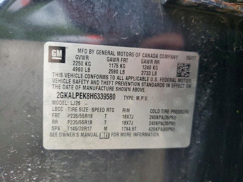 Aukcja sprzedaży 2017 Gmc Terrain, vin: 2GKALPEK8H6339580, numer aukcji: 52394096