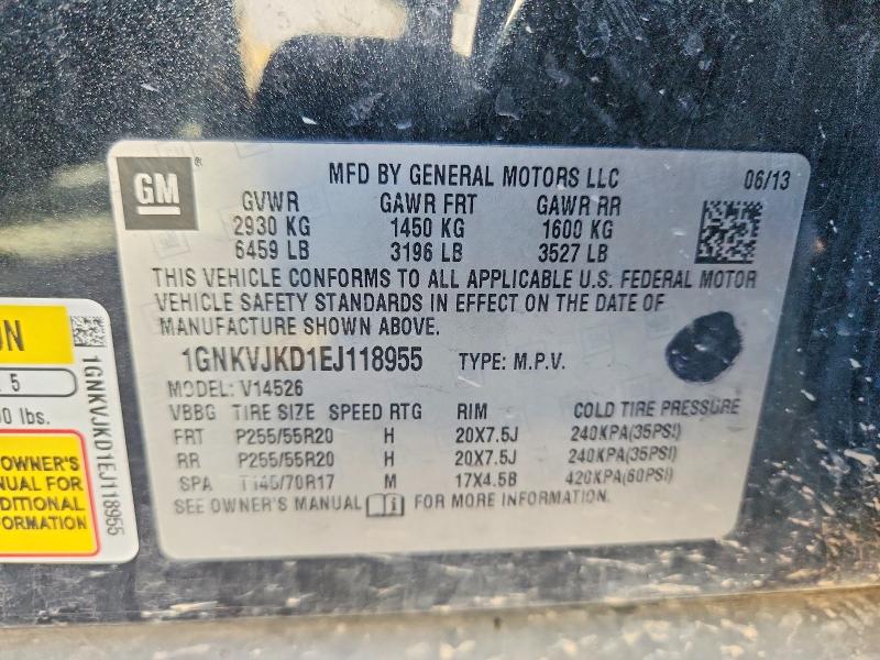 Продажа на аукционе авто 2014 Chevrolet Traverse, vin: 1GNKVJKD1EJ118955, номер лота: 53563236