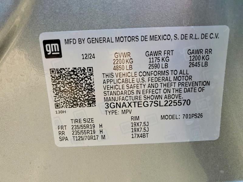 Продажа на аукционе авто 2025 Chevrolet Equinox, vin: 3GNAXTEG7SL225570, номер лота: 51910026