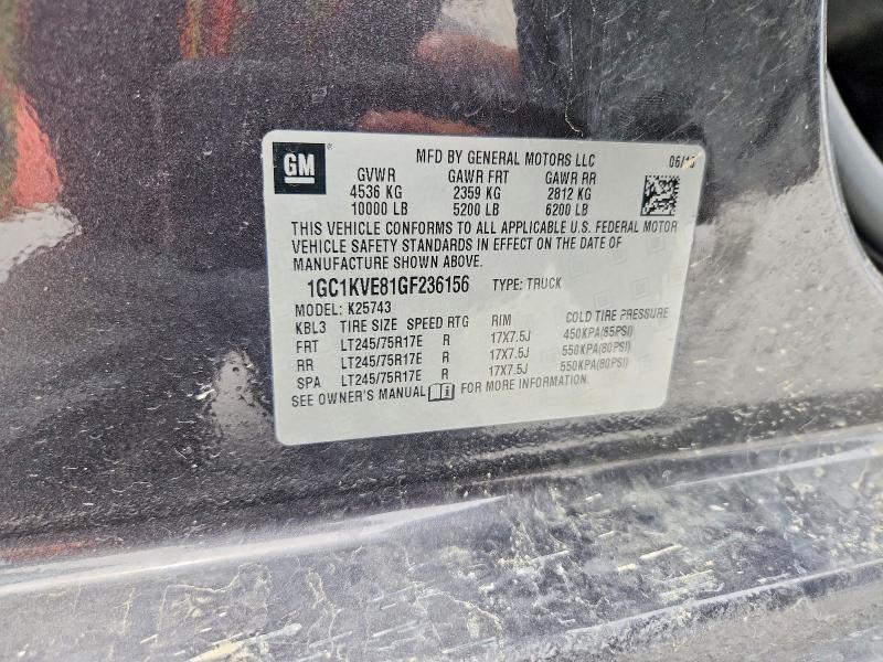 2016 Chevrolet Silverado მანქანა იყიდება აუქციონზე, vin: 1GC1KVE81GF236156, აუქციონის ნომერი: 54497356