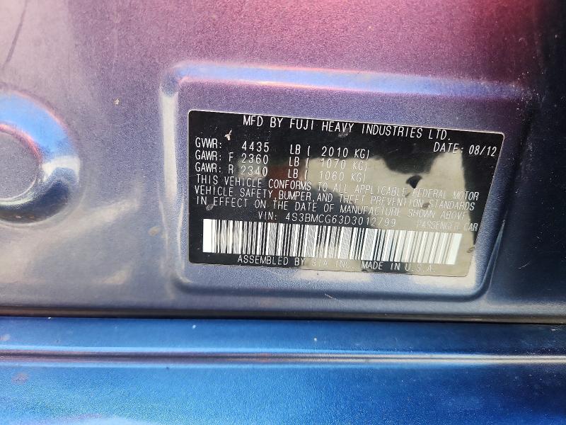 Aukcja sprzedaży 2013 Subaru Legacy, vin: 4S3BMCG63D3012799, numer aukcji: 51871606