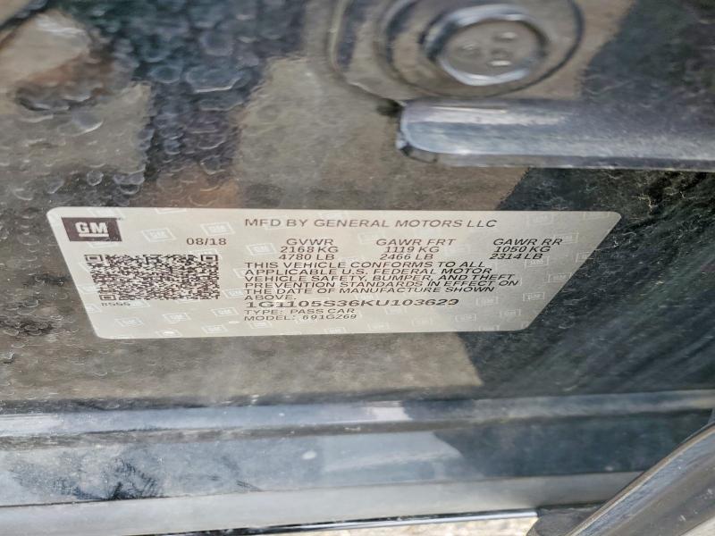 2019 Chevrolet Impala მანქანა იყიდება აუქციონზე, vin: 1G1105S36KU103629, აუქციონის ნომერი: 51949426