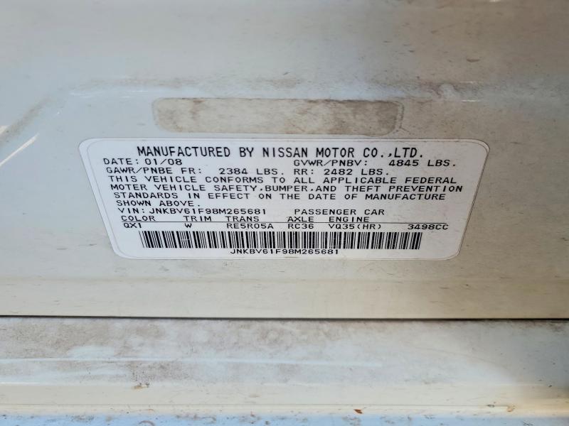 Продаж на аукціоні авто 2008 Infiniti G35, vin: JNKBV61F98M265681, номер лоту: 52919696