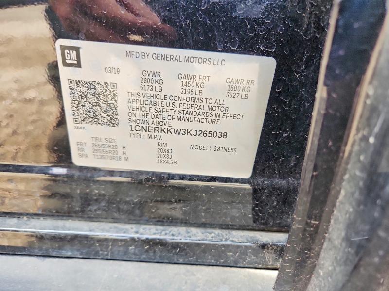 54180806 :رقم المزاد ، 1GNERKKW3KJ265038 vin ، 2019 Chevrolet Traverse مزاد بيع