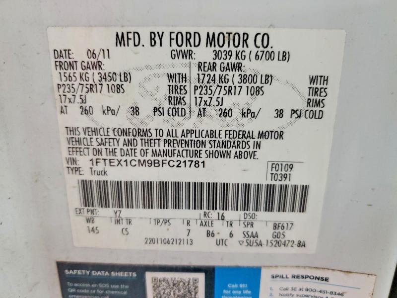 Продажа на аукционе авто 2011 Ford F150, vin: 1FTEX1CM9BFC21781, номер лота: 54015836