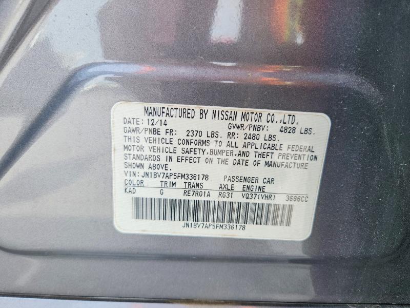 Продаж на аукціоні авто 2015 Infiniti Q50, vin: JN1BV7AP5FM336178, номер лоту: 52486406