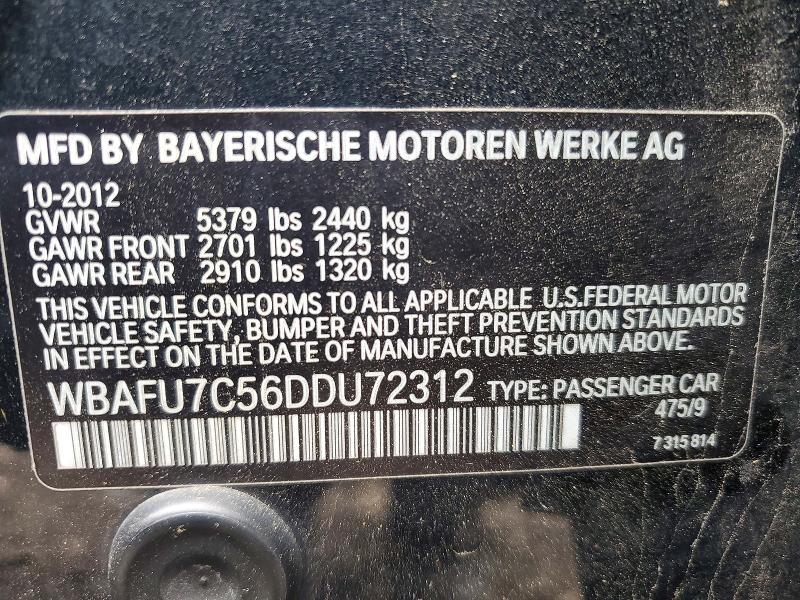 Продаж на аукціоні авто 2013 Bmw 535, vin: WBAFU7C56DDU72312, номер лоту: 52961276