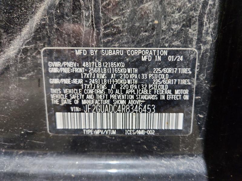 Aukcja sprzedaży 2024 Subaru Crosstrek, vin: JF2GUADC4R8346453, numer aukcji: 51704006