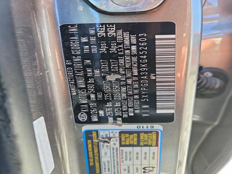 Продаж на аукціоні авто 2019 Kia Sorento, vin: 5XYPGDA39KG452603, номер лоту: 53250876