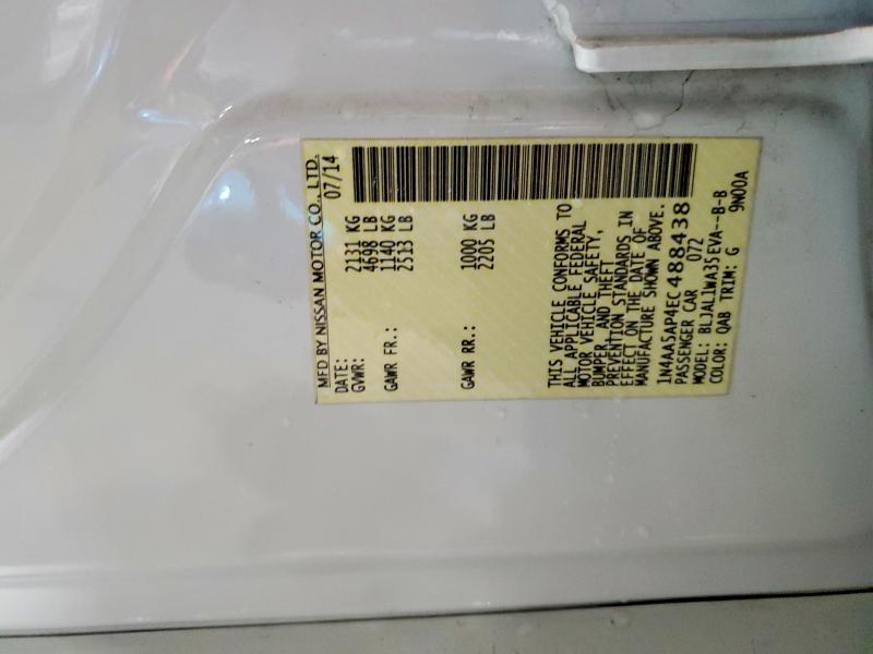 2014 Nissan Maxima მანქანა იყიდება აუქციონზე, vin: 1N4AA5AP4EC488438, აუქციონის ნომერი: 54103686