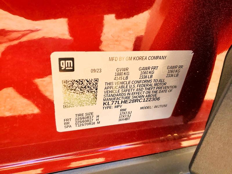 51472816 :رقم المزاد ، KL77LHE28RC122306 vin ، 2024 Chevrolet Trax مزاد بيع