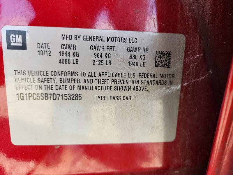 Продажа на аукционе авто 2013 Chevrolet Cruze, vin: 1G1PC5SB7D7153286, номер лота: 52536446