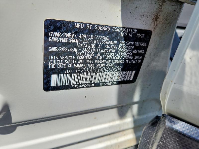 Продажа на аукционе авто 2019 Subaru Forester, vin: JF2SKAPC6KH450508, номер лота: 52228696