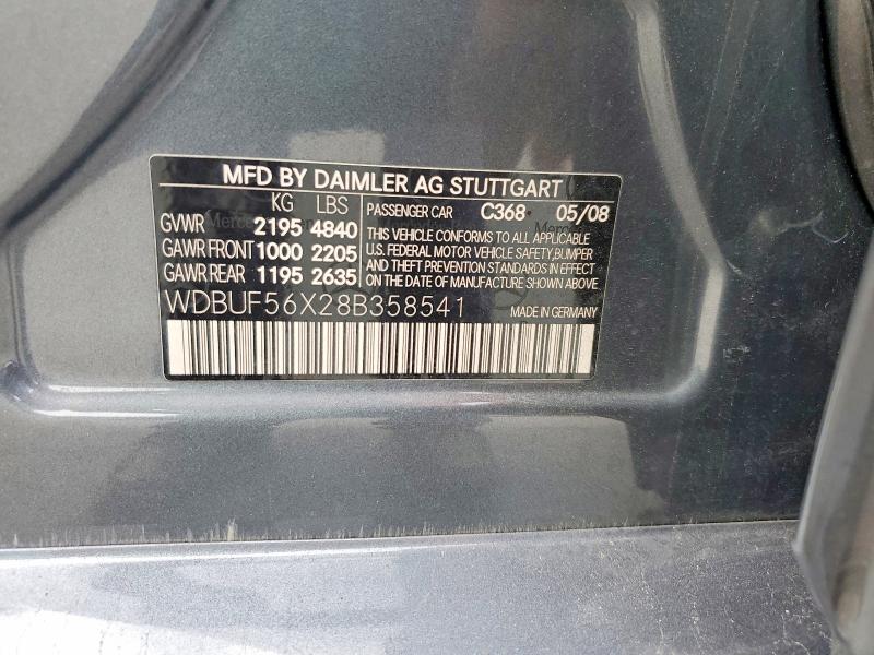 Aukcja sprzedaży 2008 Mercedes-benz E, vin: WDBUF56X28B358541, numer aukcji: 53433966
