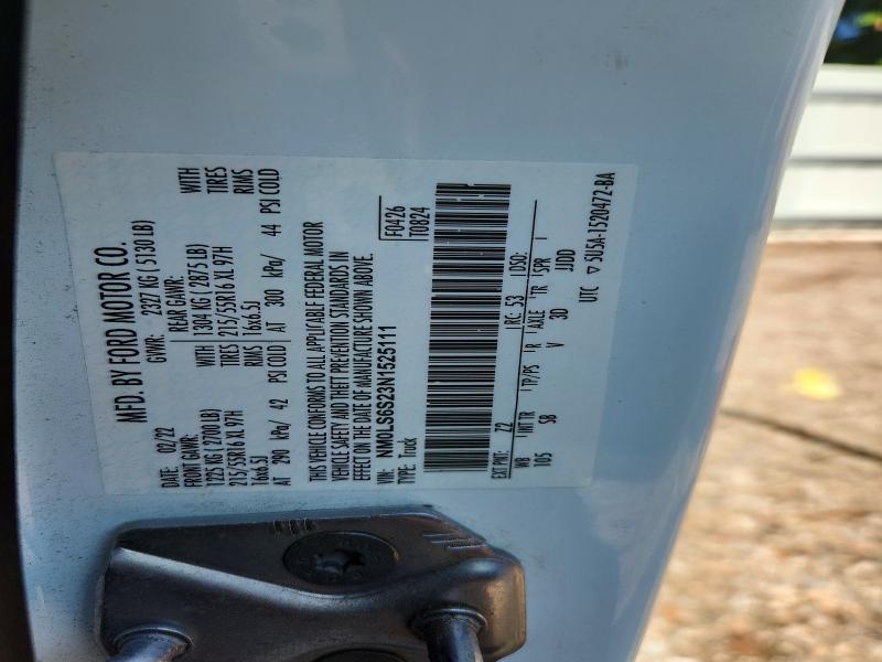 Aukcja sprzedaży 2022 Ford Transit Connect, vin: NM0LS6S23N1525111, numer aukcji: 55009346