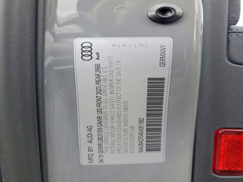 2019 Audi S5 მანქანა იყიდება აუქციონზე, vin: WAUB4CF54KA051982, აუქციონის ნომერი: 55358106