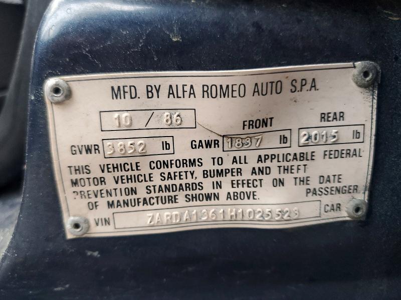 Aukcja sprzedaży 1987 Alfa Romeo Milano, vin: ZARDA1361H1025523, numer aukcji: 52682856