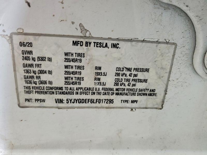 Продажа на аукционе авто 2020 Tesla Model Y, vin: 5YJYGDEF6LF017295, номер лота: 52140506