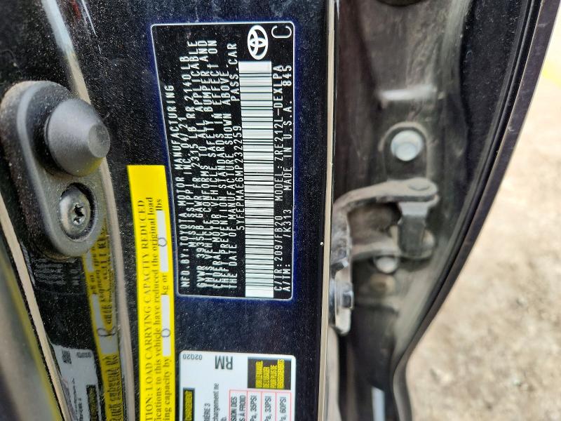 52533186 :رقم المزاد ، 5YFEPMAE6MP232259 vin ، 2021 Toyota Corolla مزاد بيع