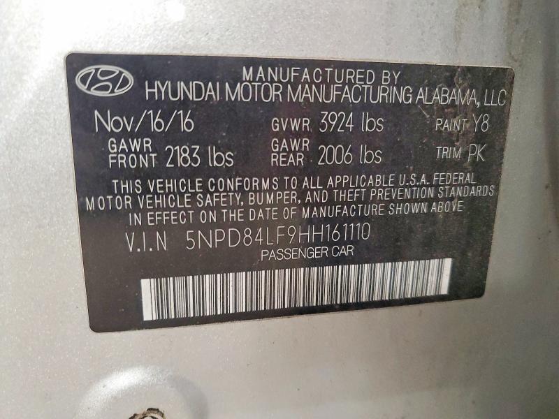 52903986 :رقم المزاد ، 5NPD84LF9HH161110 vin ، 2017 Hyundai Elantra مزاد بيع