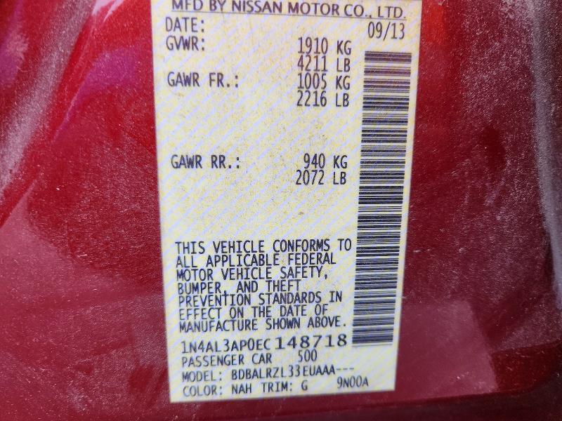 Продаж на аукціоні авто 2014 Nissan Altima, vin: 1N4AL3AP0EC148718, номер лоту: 54516886