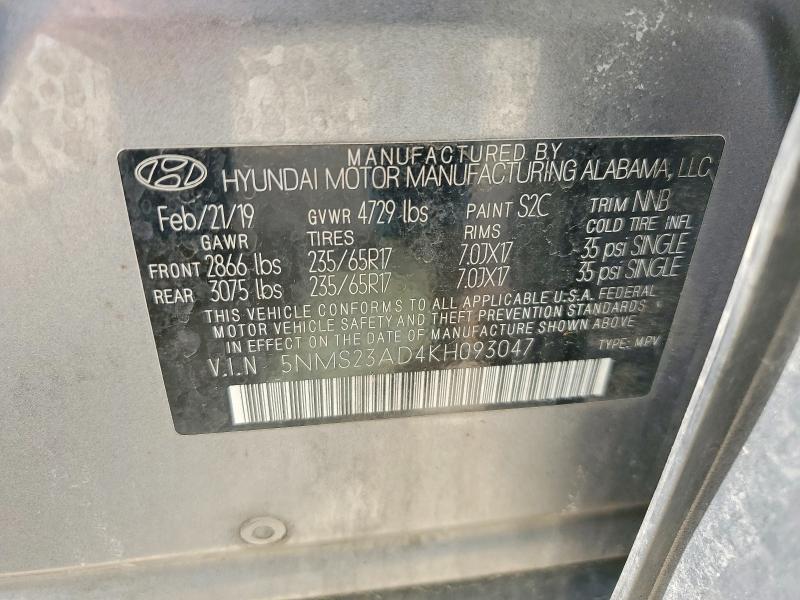 Продаж на аукціоні авто 2019 Hyundai Santa Fe, vin: 5NMS23AD4KH093047, номер лоту: 51207746