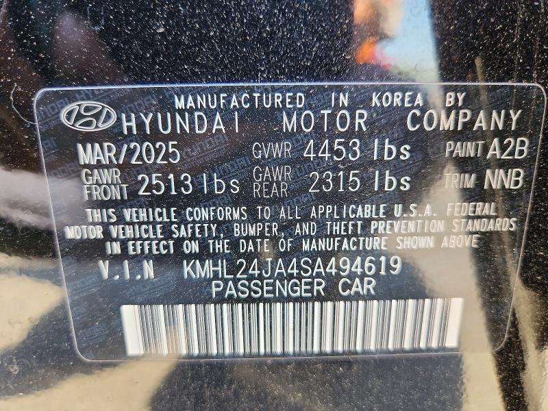 2025 Hyundai Sonata მანქანა იყიდება აუქციონზე, vin: KMHL24JA4SA494619, აუქციონის ნომერი: 52731646