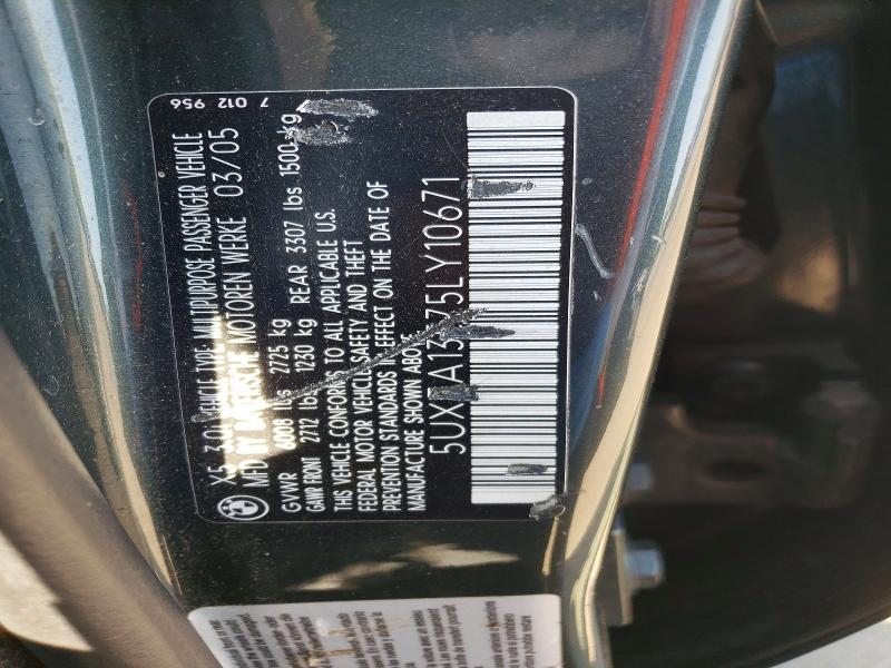 52557356 :رقم المزاد ، 5UXFA13575LY10671 vin ، 2005 Bmw X5 مزاد بيع