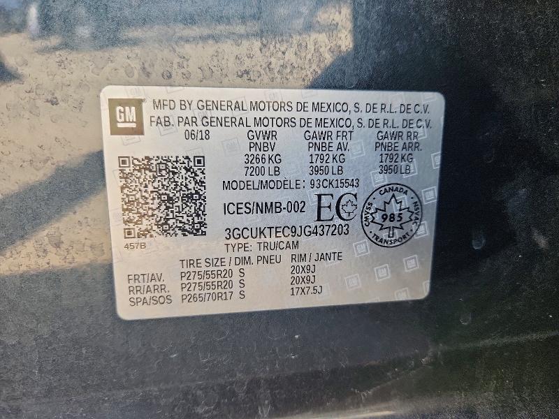 2018 Chevrolet Silverado მანქანა იყიდება აუქციონზე, vin: 3GCUKTEC9JG437203, აუქციონის ნომერი: 55005146