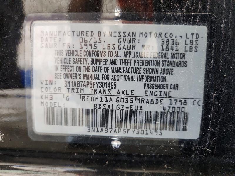 54071056 :رقم المزاد ، 3N1AB7AP5FY301495 vin ، 2015 Nissan Sentra مزاد بيع