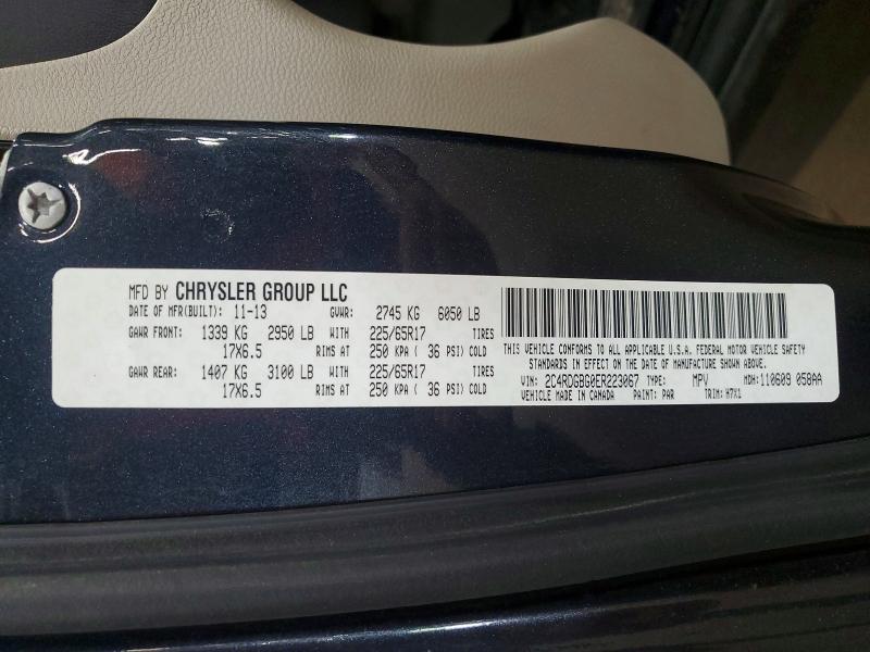 2014 Dodge Grand Caravan მანქანა იყიდება აუქციონზე, vin: 2C4RDGBG0ER223067, აუქციონის ნომერი: 54334766