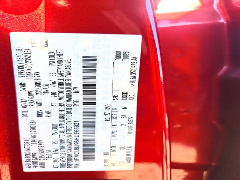 53937566 :رقم المزاد ، 1FMCU9J96HUE65921 vin ، 2017 Ford Escape مزاد بيع